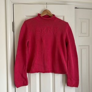 DKNY Fuschia Cotton Sweater, Women’s Large